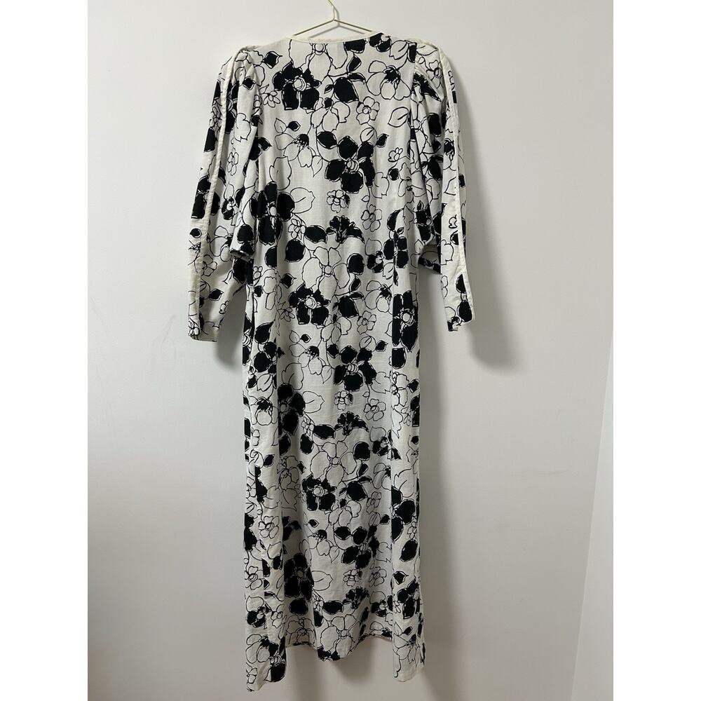 Vintage I Magnin House Dress Sleep Pajama David Brown Floral Small Oversized - Picture 5 of 11